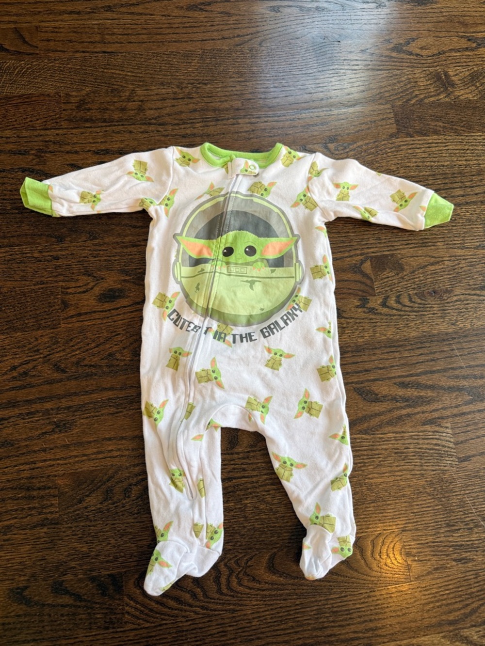 Baby One-Piece Footed Pajamas in Green "Galaxy" Print 6-9 baby